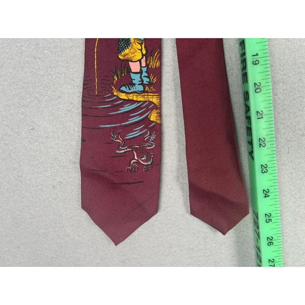 Vintage Ricky Ties Tie Mens One Size Red Boy Frog Novelty Humor Necktie